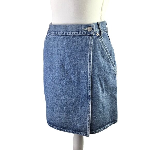 Vintage 1994 Pepe Jeans London Blue Denim Skirt Wraparound Jean Size 26 Y2K Boho - Picture 5 of 13